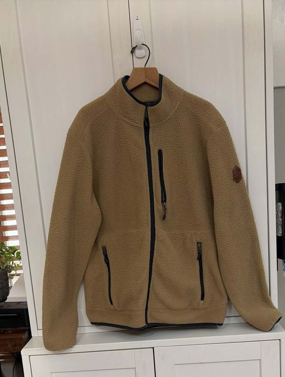 Free Country Men's Highland Sherpa Fleece Full Zip Jacket Camel Size Small